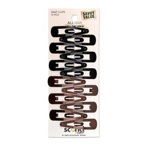 CLIPS PARA CABELLO CAFÉ Y NEGRO 12 PIEZAS - SCUNCI