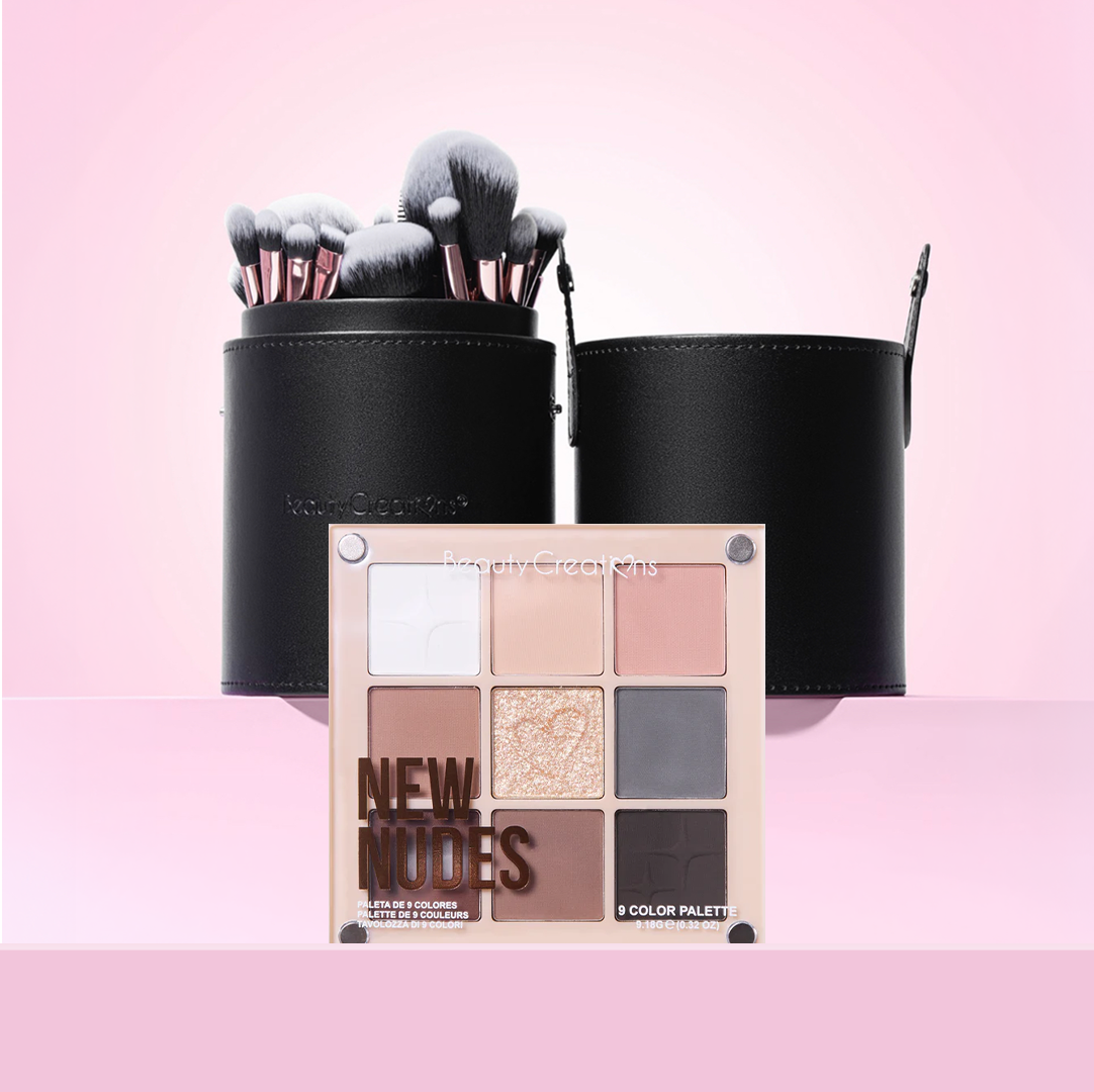 PALETA DE SOMBRAS NEW NUDES + SET DE BROCHAS - BEAUTY CREATIONS