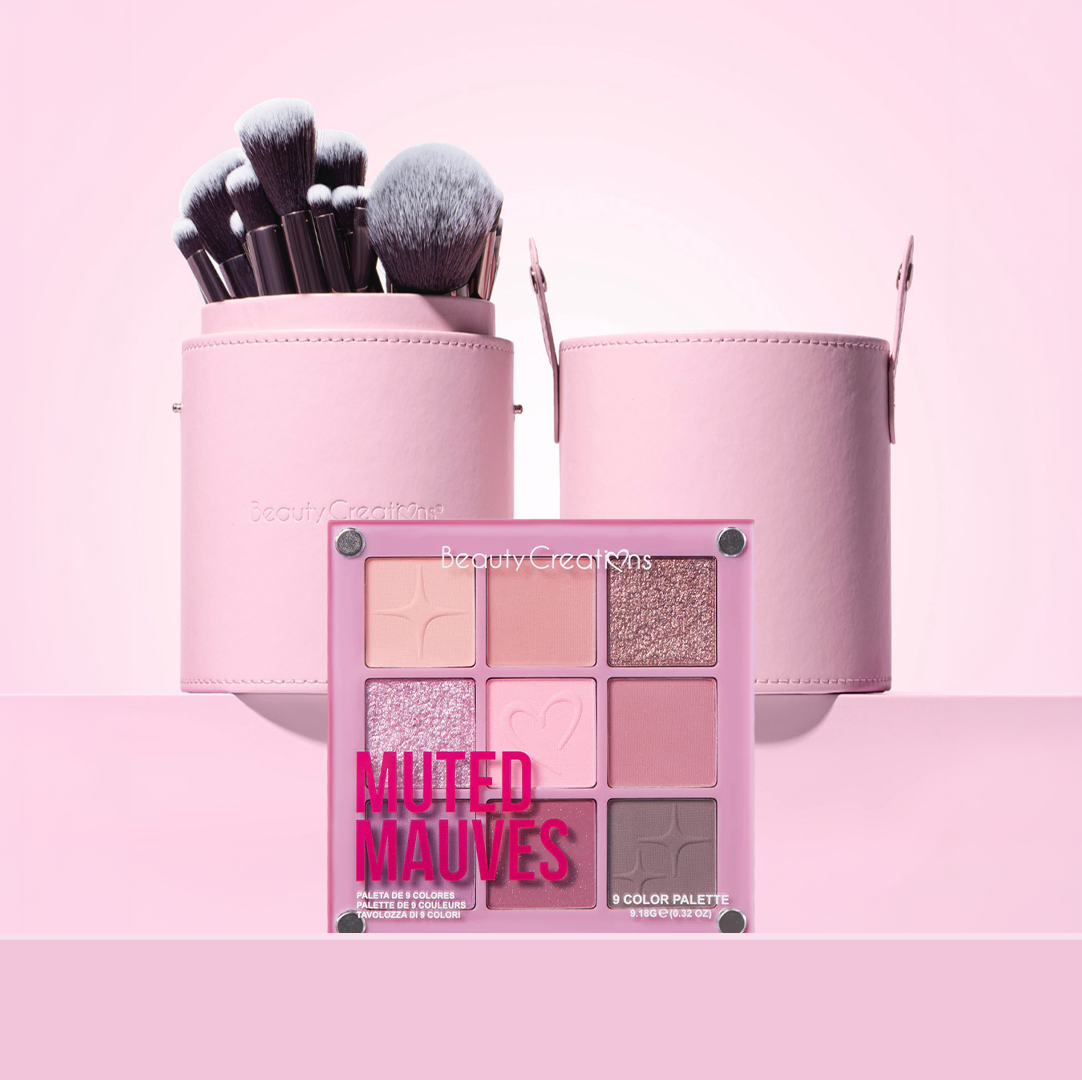 PALETA DE SOMBRAS MUTED MAUVES + SET DE BROCHAS - BEAUTY CREATIONS