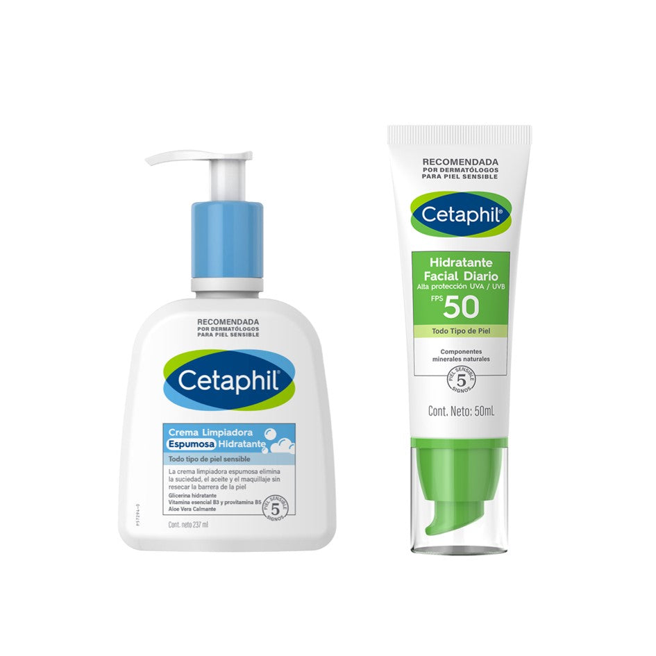 KIT HIDRATANTE LIMPIADOR EN ESPUMA + CREMA FPS50 - CETAPHIL