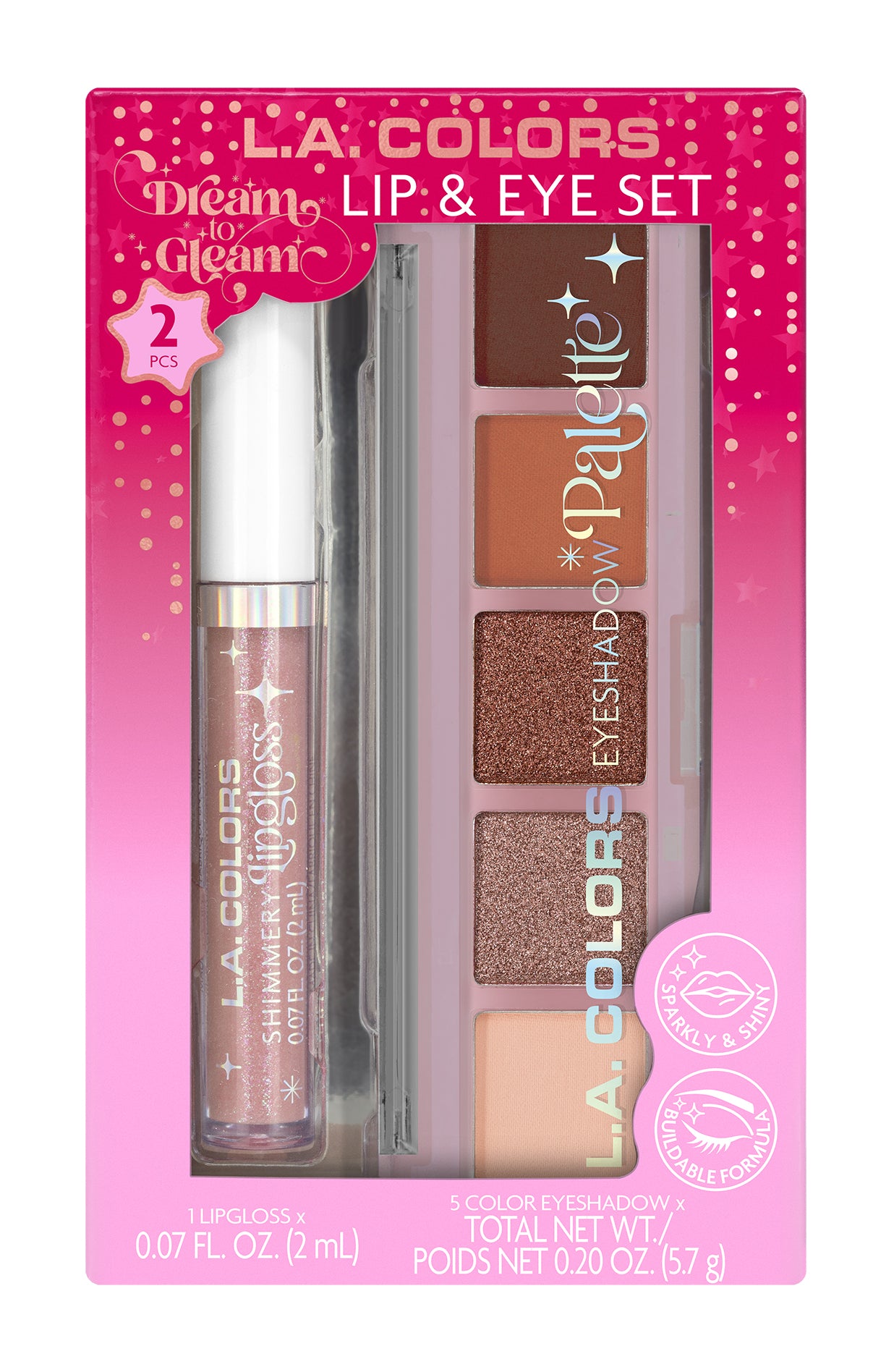 SET PALETA DE SOMBRAS Y LIPGLOSS FANATIC - LA COLORS