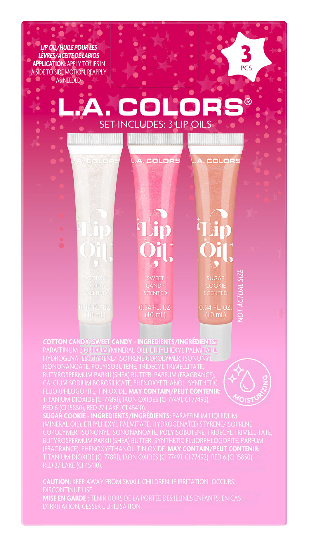 SET 3 PIEZAS GLASSY LIP OILS SWEET SCENT - LA COLORS