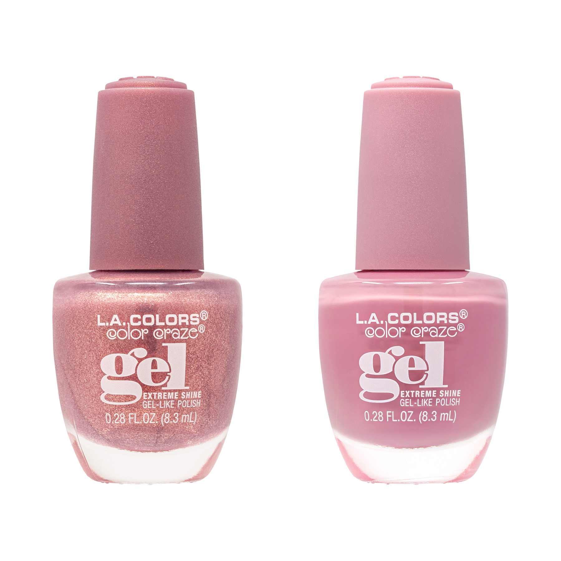 SET 2 MINI ESMALTES GEL LIKE NAIL POLISHES BEAUTY - LA COLORS