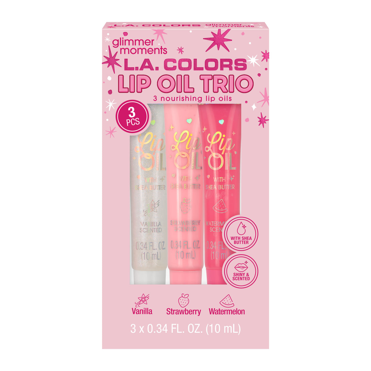 TRÍO DE LIP OIL "LUSTROUS SHINE "– LA COLORS