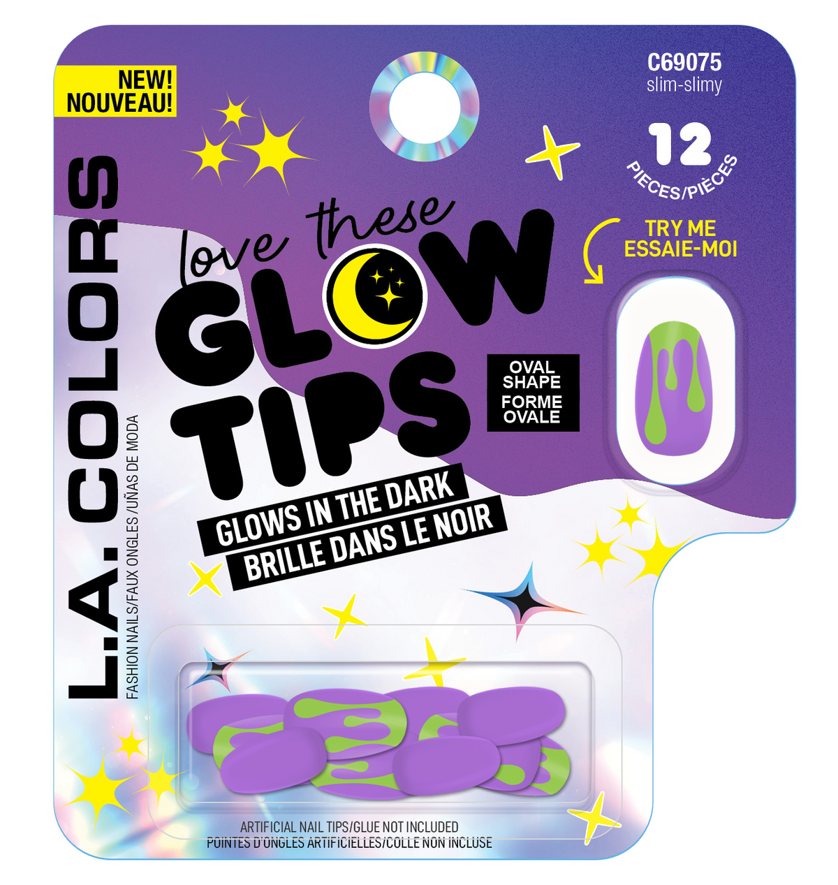 UÑAS POSTIZAS GLOW IN THE DARK SLIM SLIMMY - LA COLORS