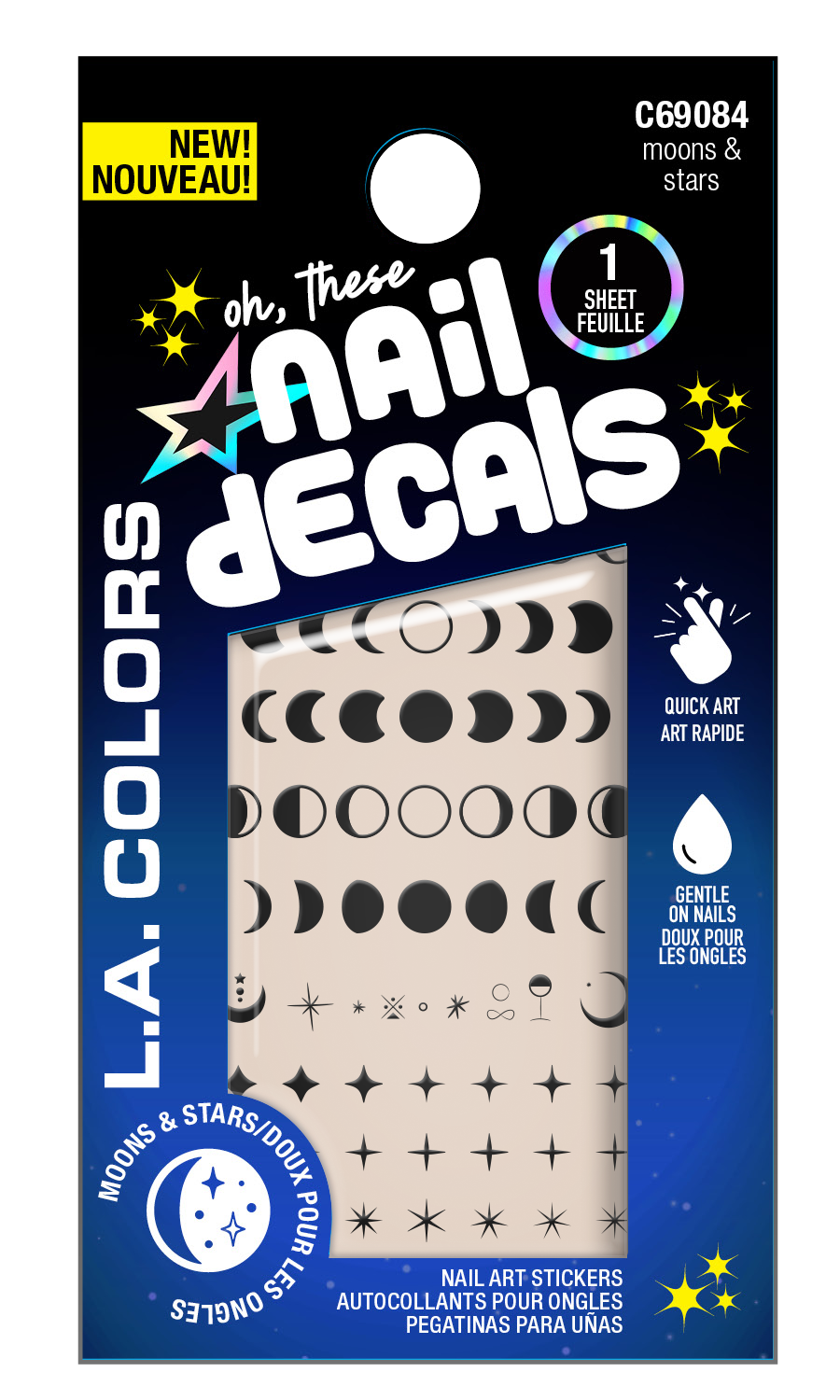 STICKER PARA UÑAS NAIL DECALS MOONS & STARS - LA COLORS