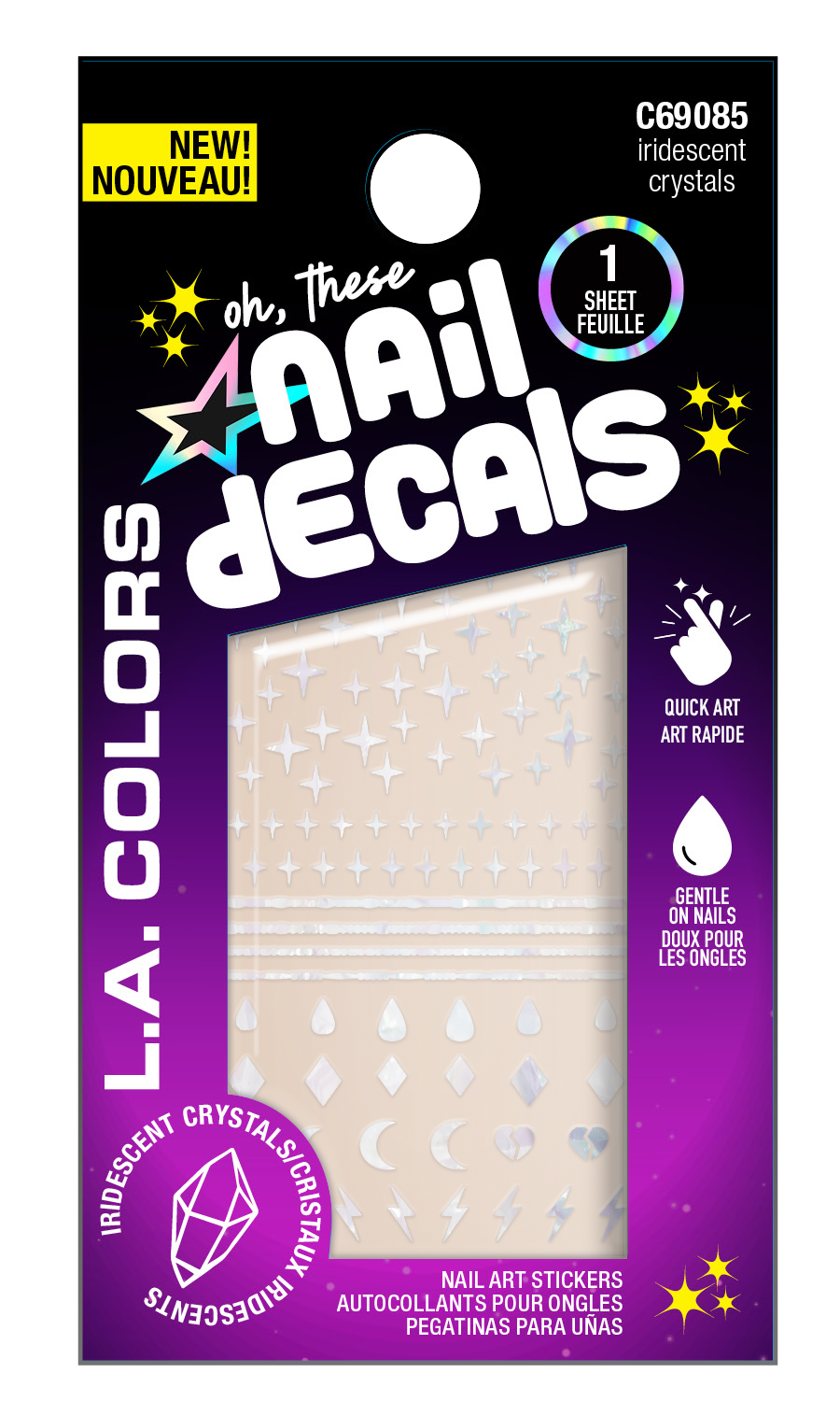 STICKER PARA UÑAS NAIL DECALS IRIDESCENT CRYSTALS - LA COLORS