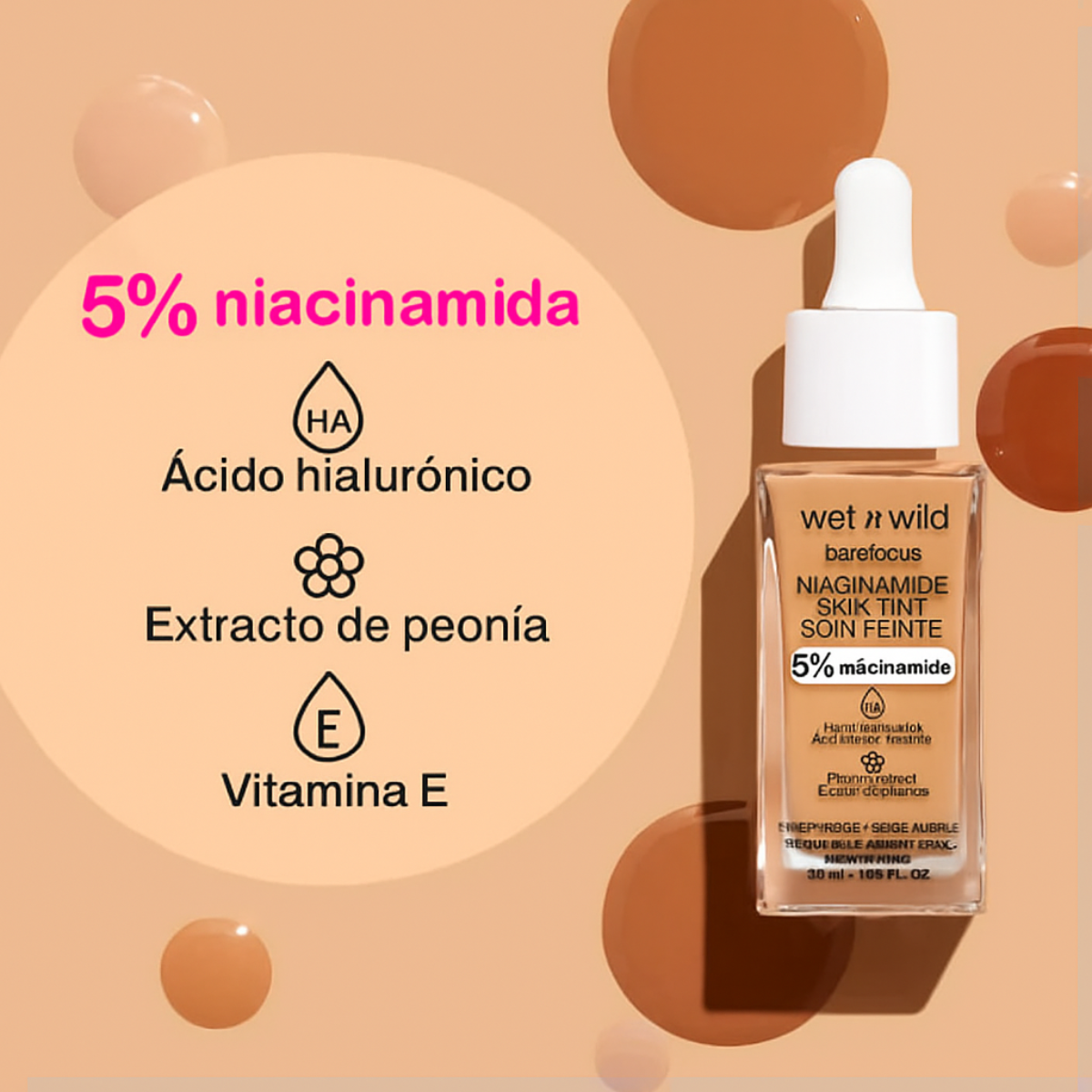 BASE DE MAQUILLAJE BARE FOCUS NIACINAMIDE SKIN TINT - WET N WILD