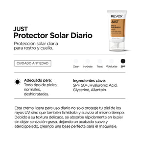 PROTECTOR SOLAR DIARIO SPF50+ CON ÁCIDO HIALURÓNICO DAILY SUN SHIELD UVA+UVB FILTERS - REVOX B77