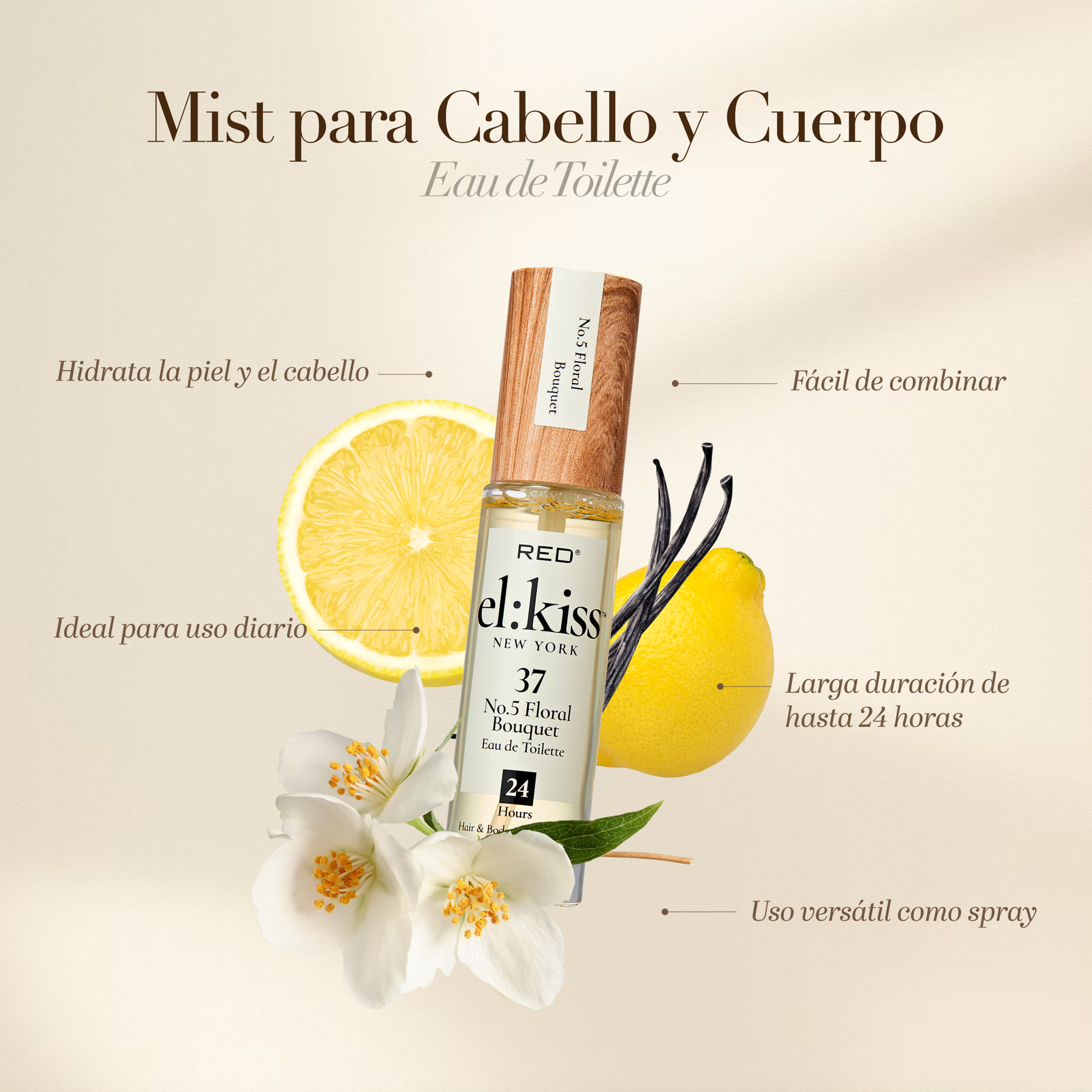 MIST PARA CUERPO Y CABELLO NO 5 FLORAL - KISS