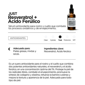 SERUM ANTIOXIDANTE RESVERATROL + ÁCIDO FERÚLICO - REVOX B77