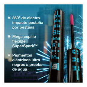 MASCARA PARA PESTAÑAS WATERPROOF FIREWORK ELECTRO BLACK - MAYBELLINE