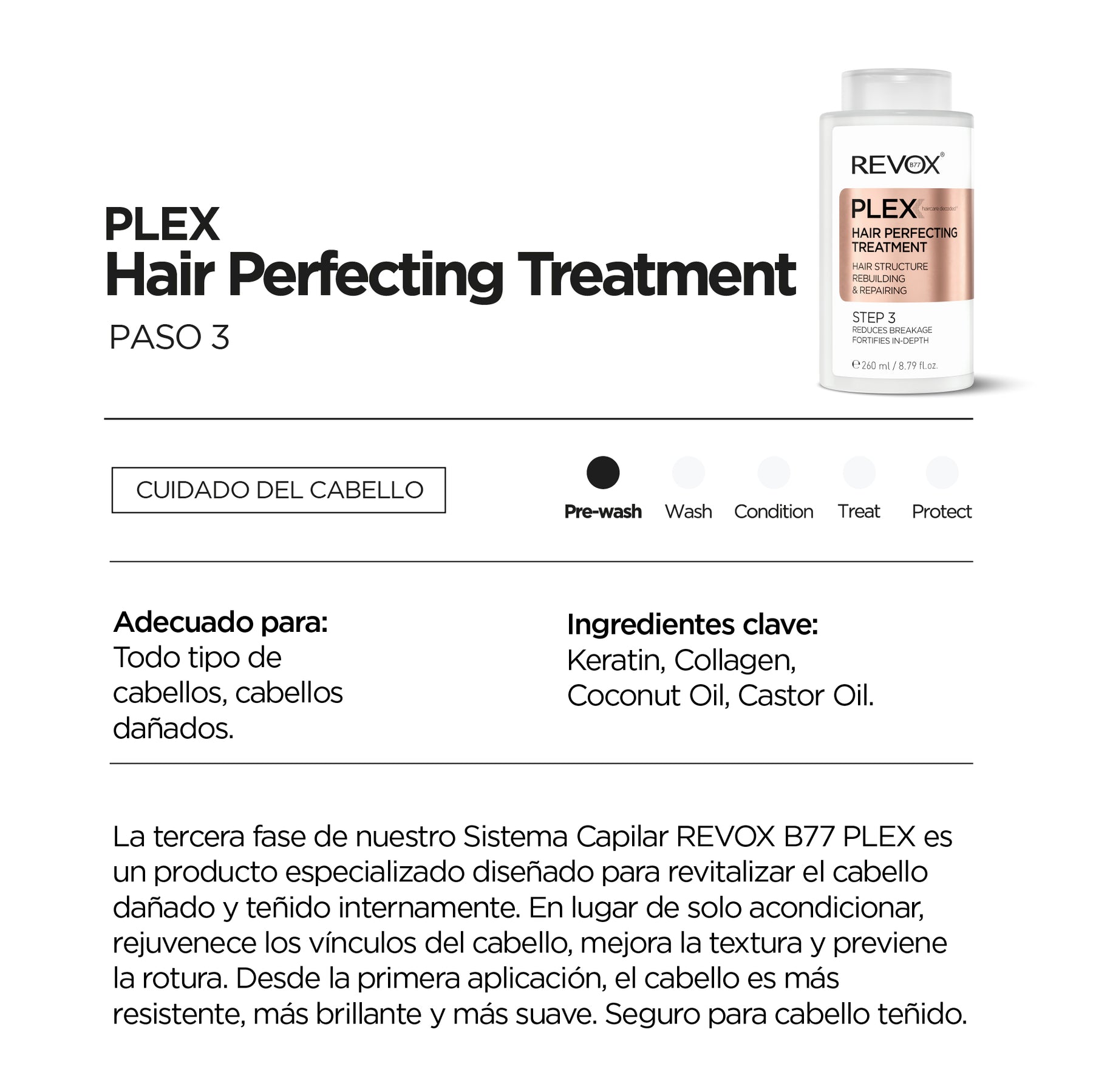TRATAMIENTO REPARADOR HAIR PERFECTING TREATMENT PASO 3 PLEX - REVOX B77