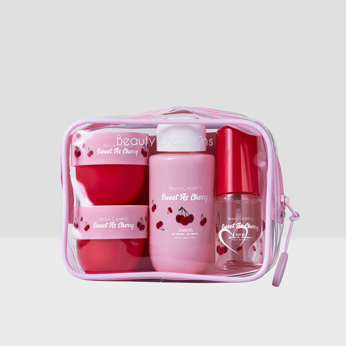 SWEET AS CHERRY TRAVEL SET CUIDADO DEL CUERPO - BEAUTY CREATIONS