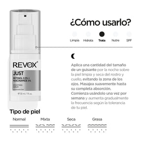 SERUM RETINOL .3% NIACINAMIDA 5% JUST - REVOX B77