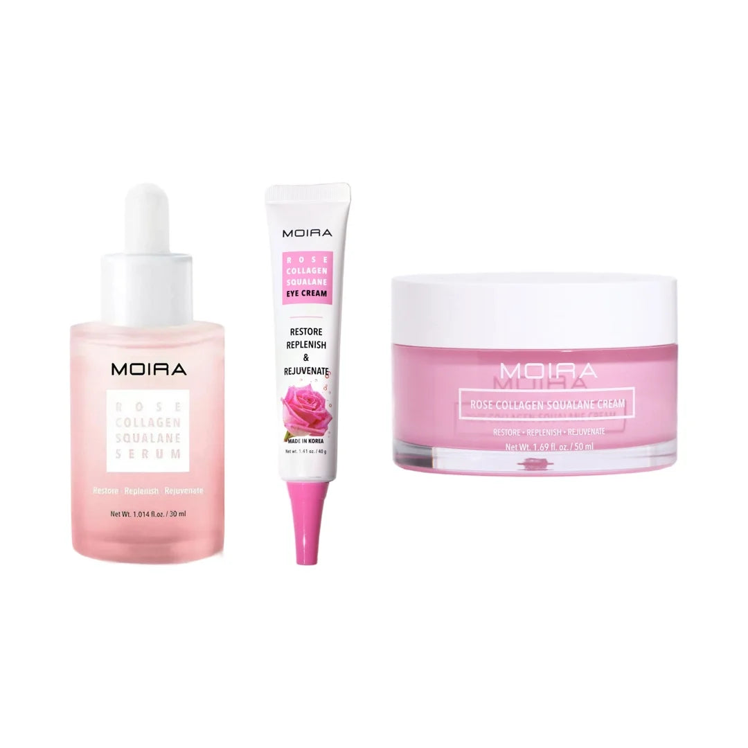 KIT SKINCARE HIDRATANTE COLÁGENO, ESCUALANO Y ROSA - MOIRA