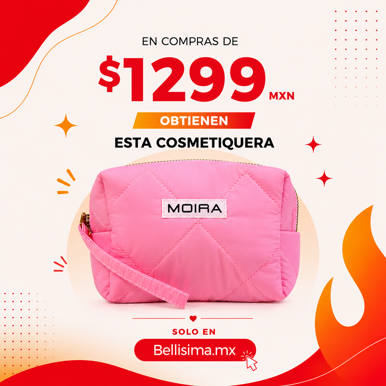 COSMETIQUERA ROSA ESPONJOSA - MOIRA