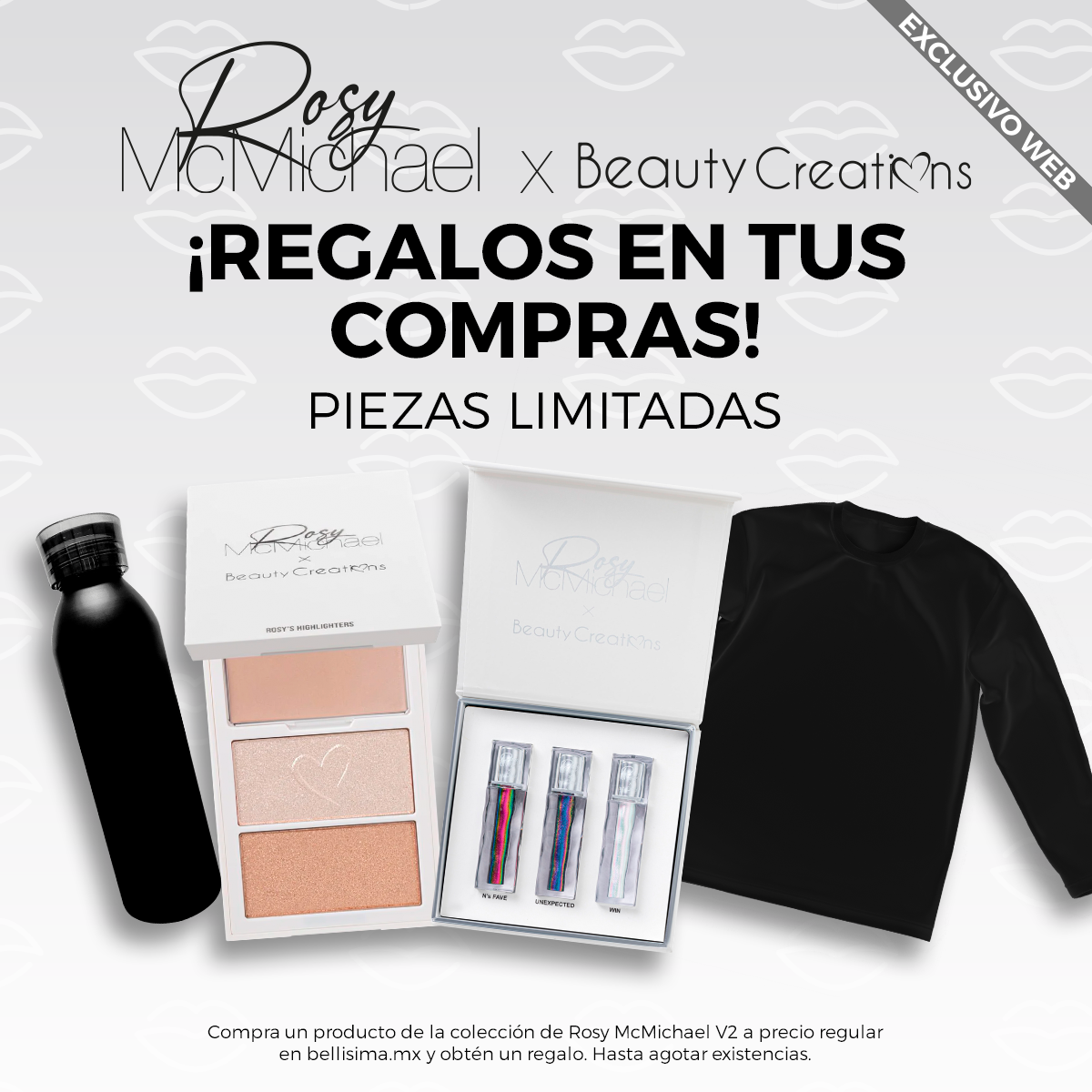 PALETA DE ILUMINADORES ROSY'S HIGHLIGHTERS ROSY MCMICHAEL X BEAUTY CREATIONS VOL 2 + TERMO DE REGALO